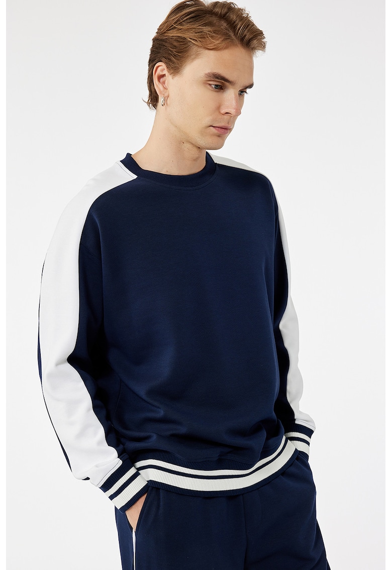 Bluza de trening cu decolteu la baza gatului - Albastru indigo