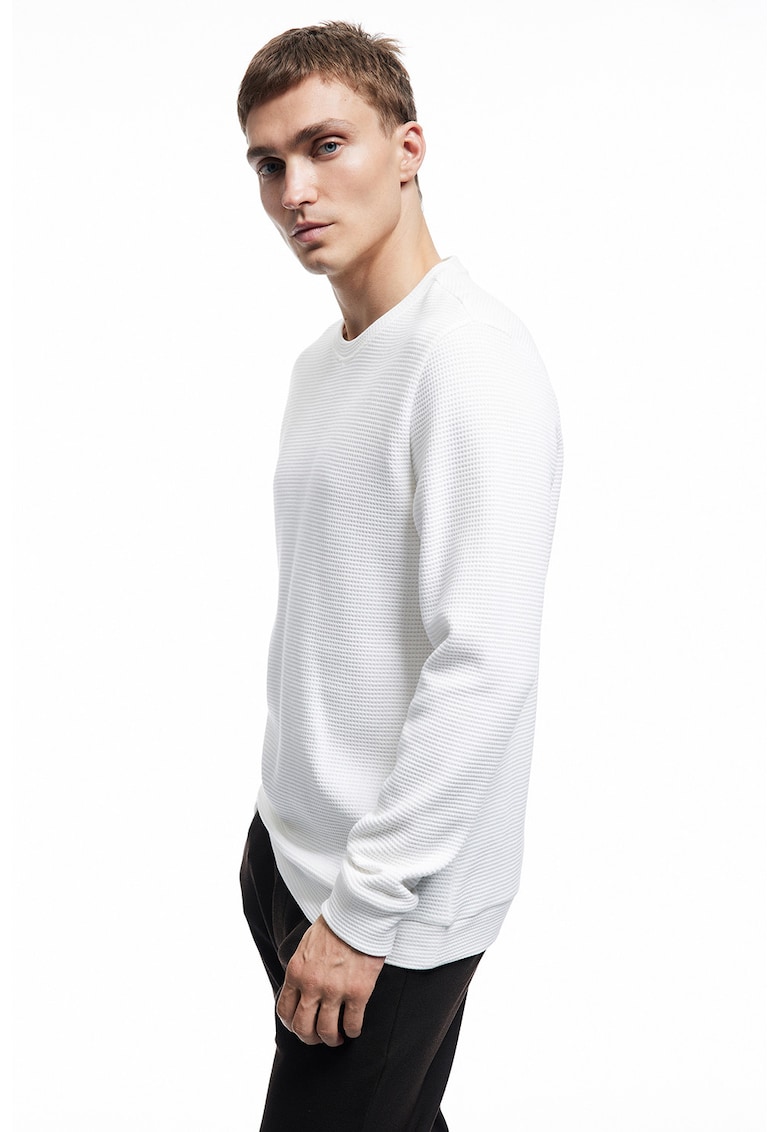 Bluza de trening texturata cu decolteu la baza gatului