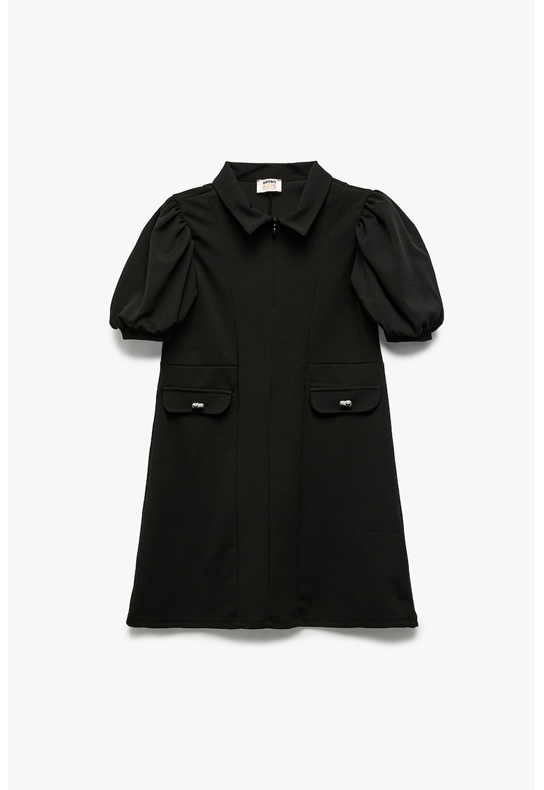 Rochie cu maneci scurte bufante - Negru