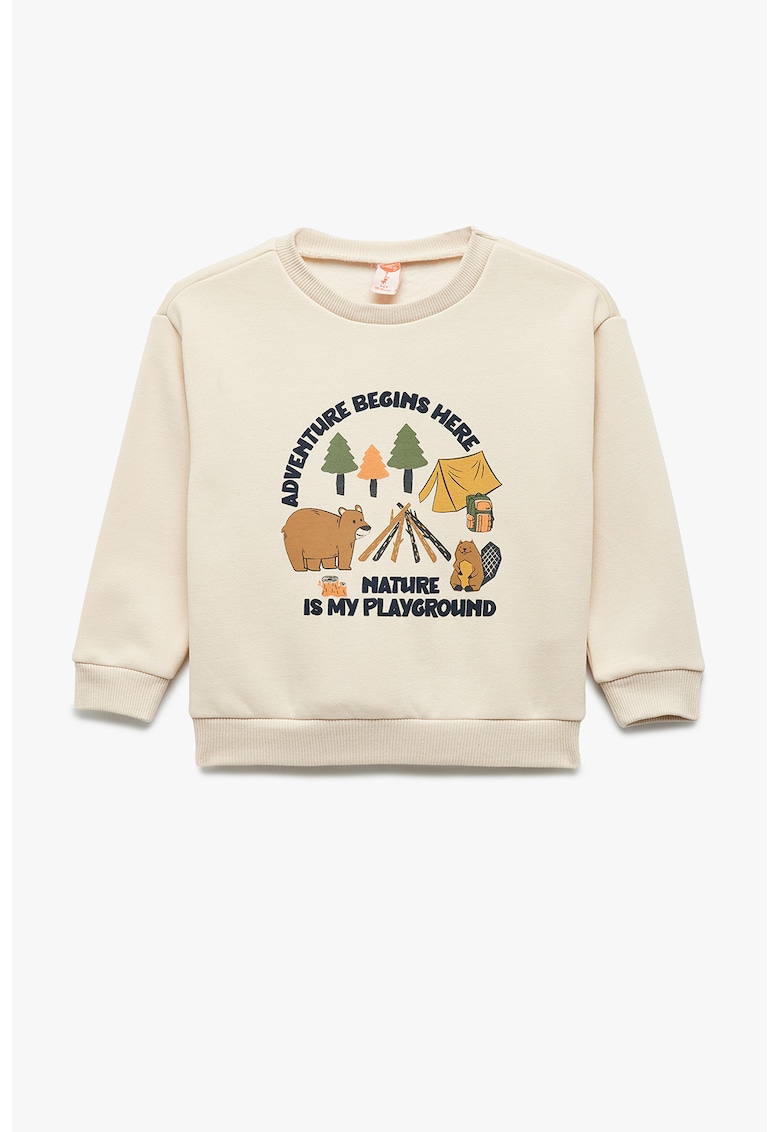 Bluza de trening cu imprimeu grafic - Albastru ultramarin/Bej