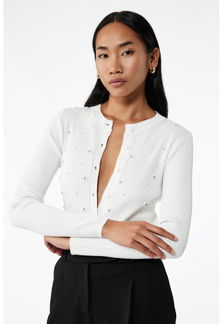Cardigan slim-fit cu strasuri