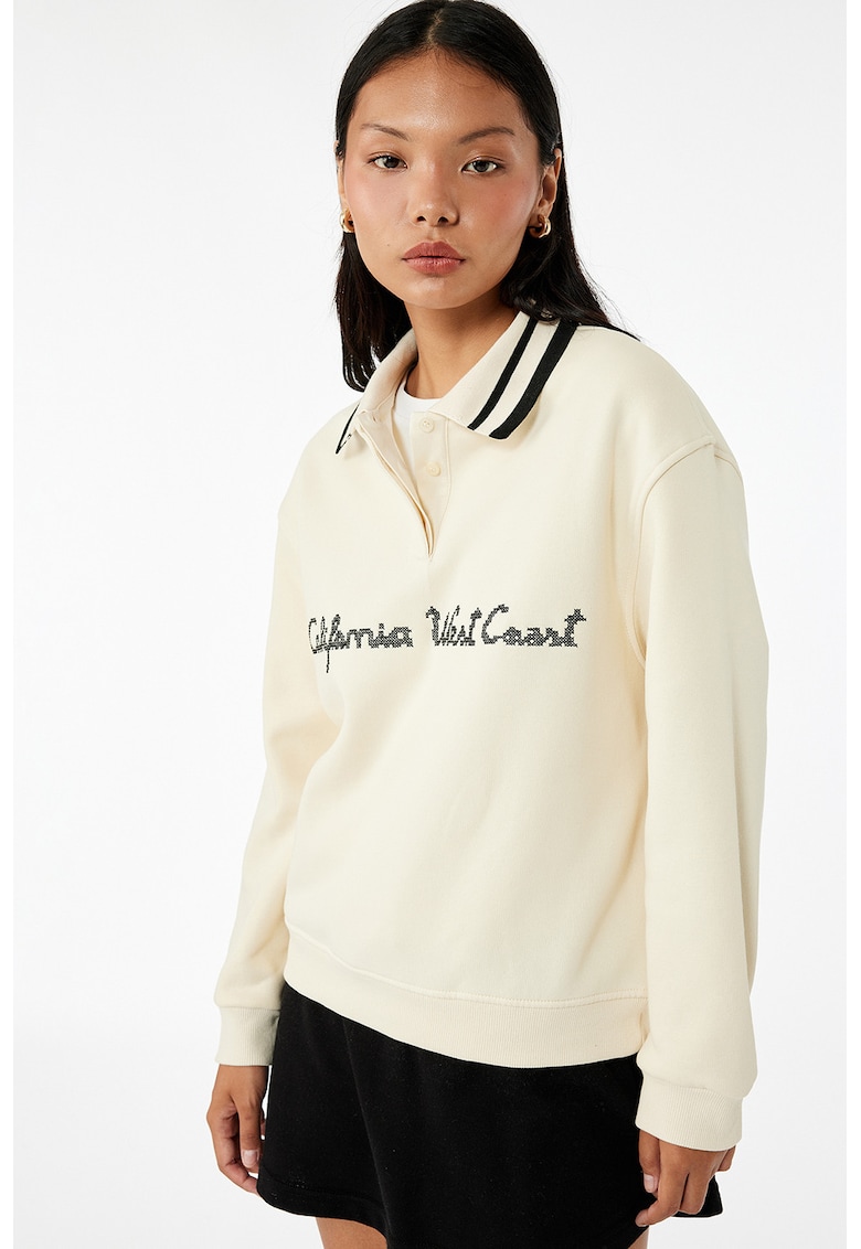 Bluza polo de trening cu model text