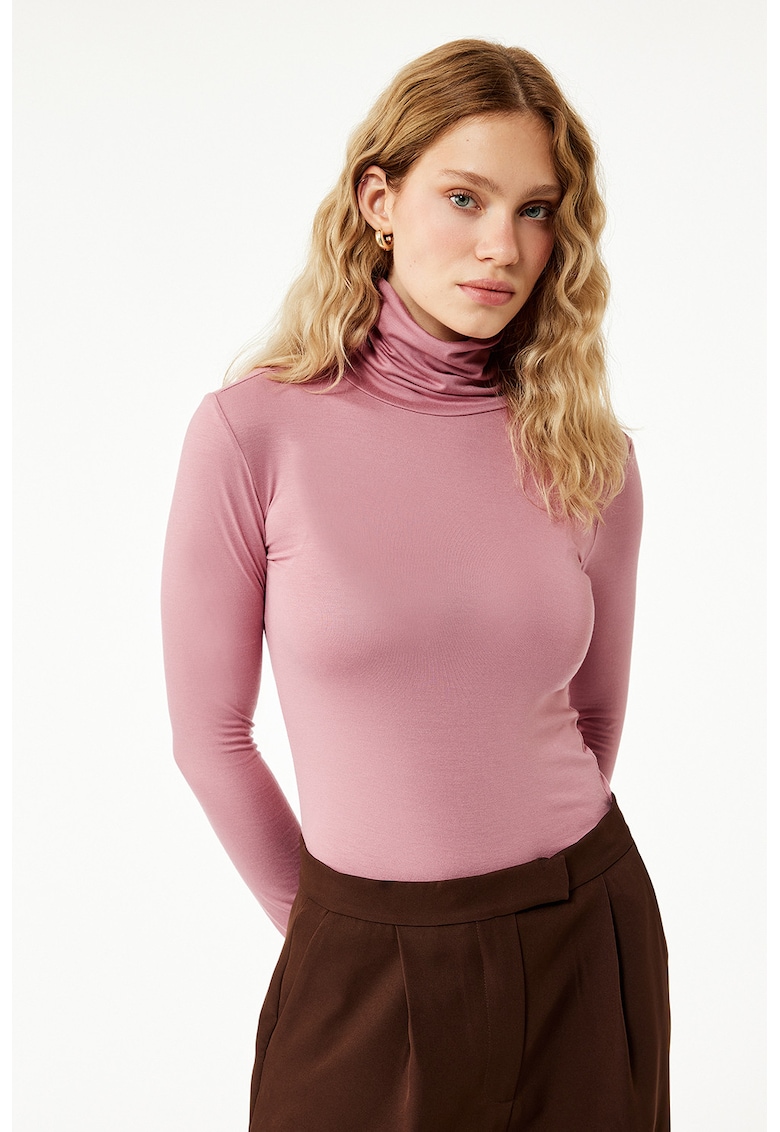 Bluza uni slim - Roz prafuit