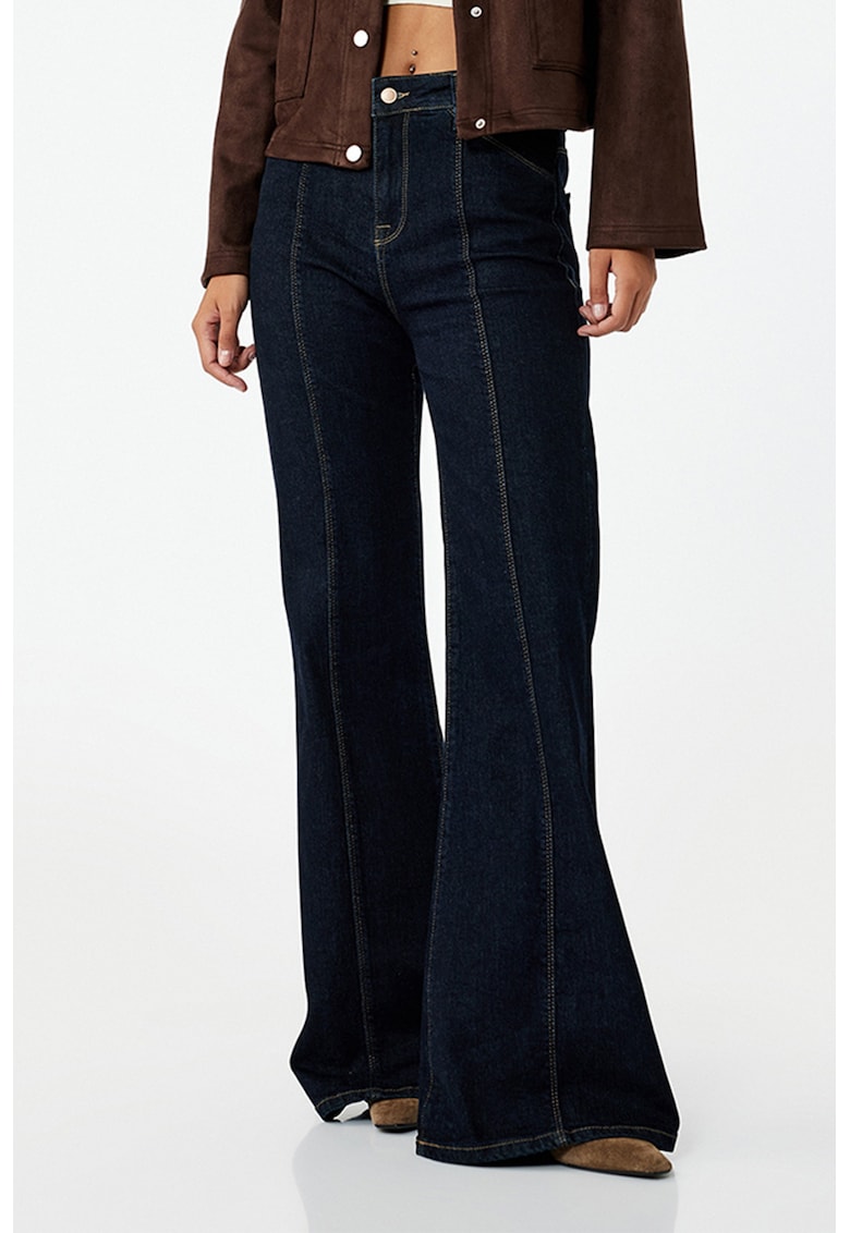 Blugi cu croiala ampla si talie inalta - Albastru ultramarin