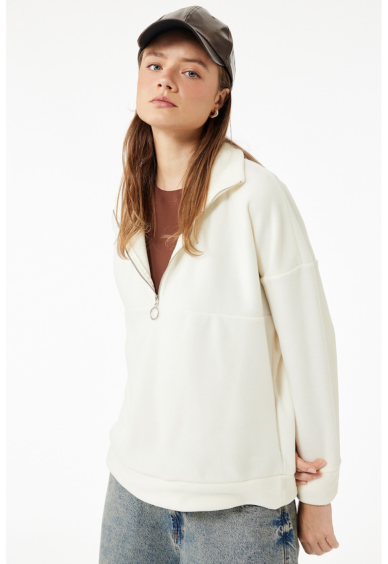 Bluza de trening cu fermoar si maneci cazute