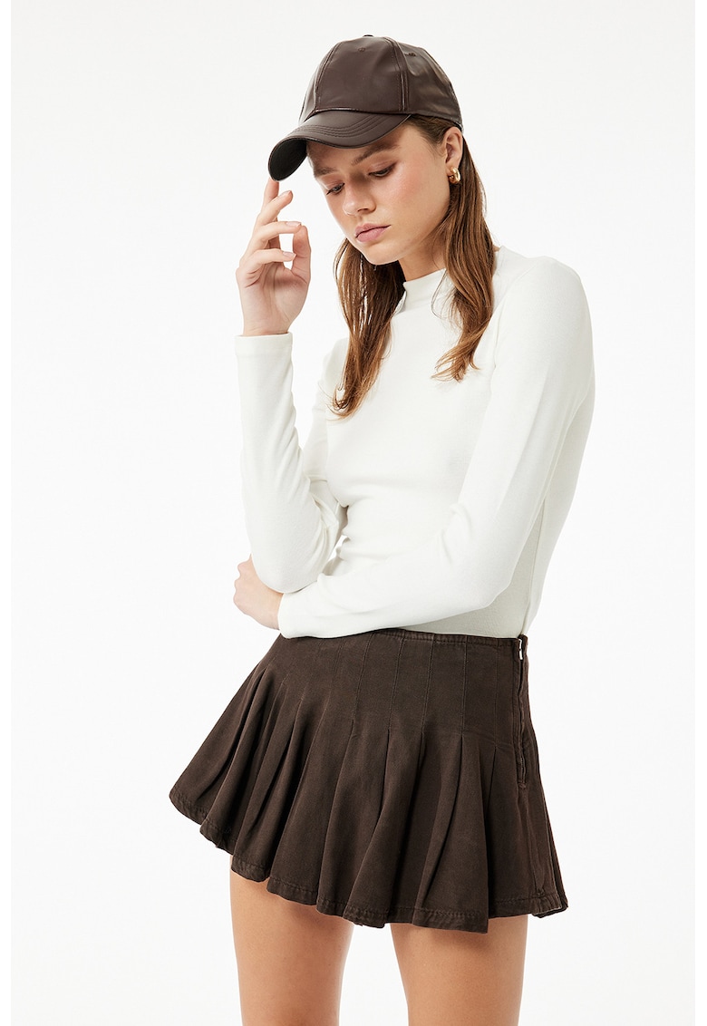 Bluza din amestec de modal cu maneci lungi - Alb