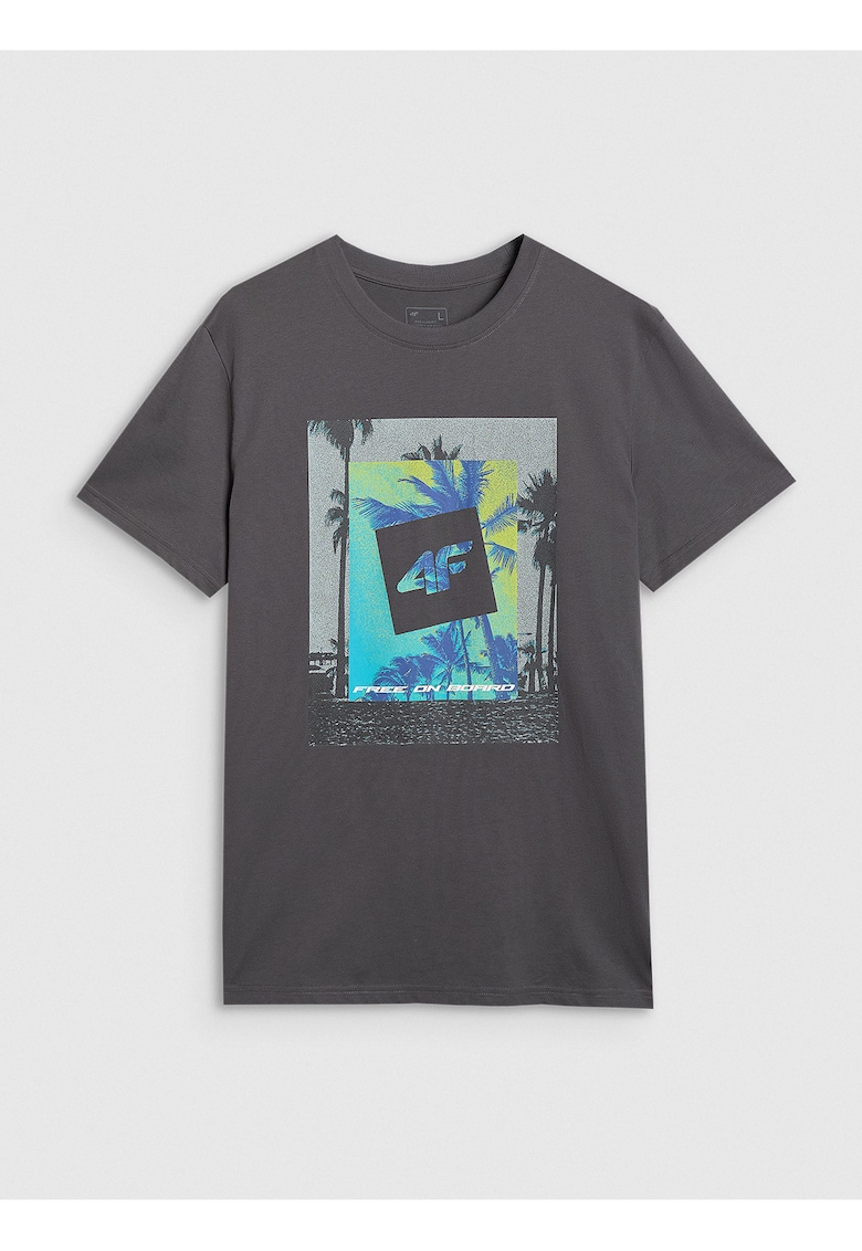 Tricou Barbati Antracit 100% Bumbac - Imprimeu Surf - Sportstyle - Gri antracit