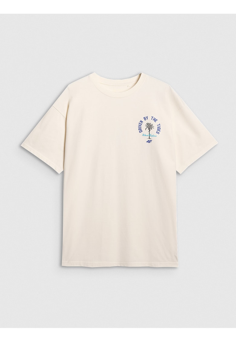 Tricou Barbati Oversize - Bumbac - Crem - Crem