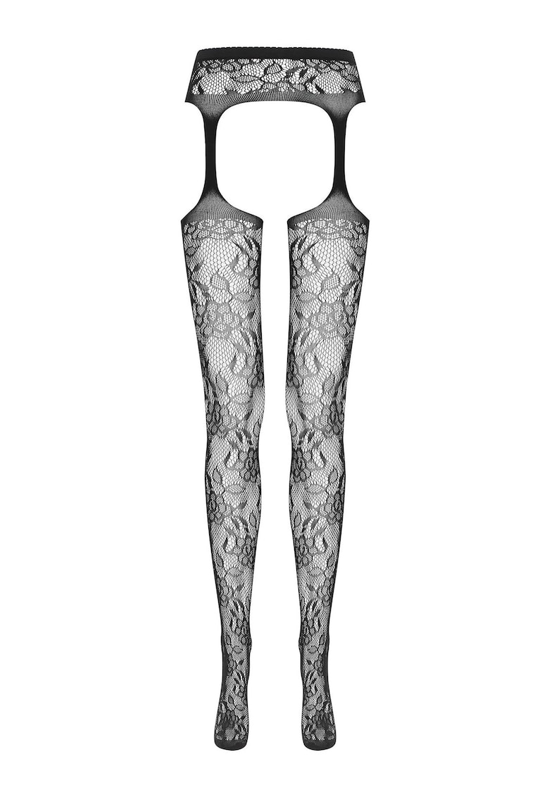 Ciorapi Sexy plasa cu imitatie de portjartiera Negru Resolute
