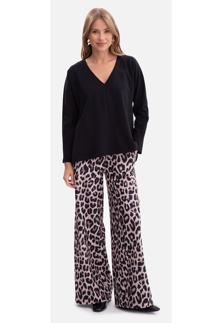 Pantaloni largi - B302 model 1 imprimeu - 65% poliester - 30% viscoza - 5% elastan - elastic in talie - casual - lungi - drepte - fara buzunare - fara inchizatoare material placut la atingere