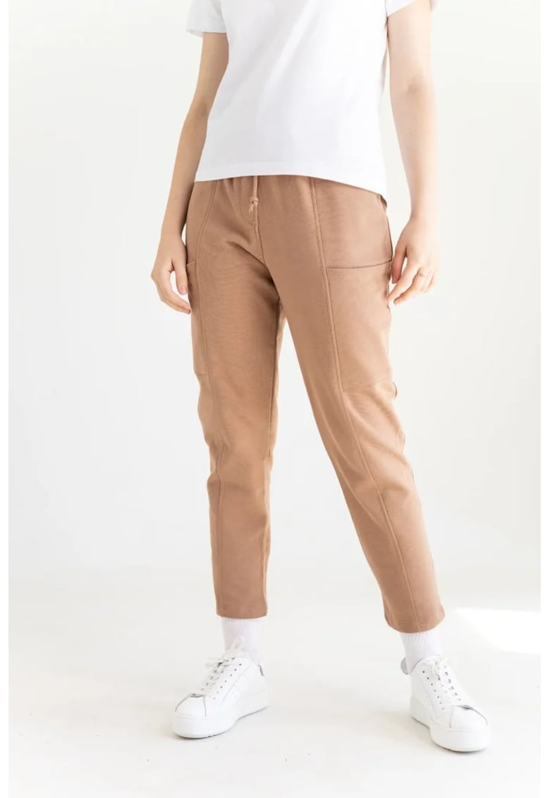 Pantaloni lungi cu buzunare din bumbac pentru dame