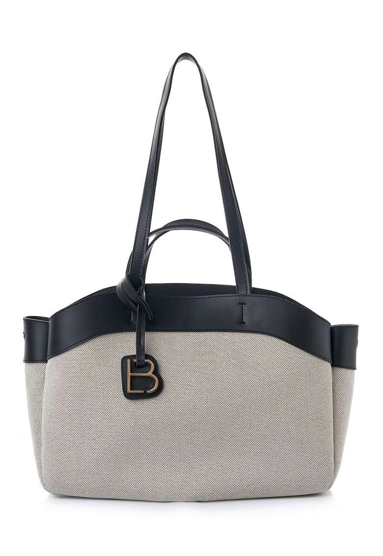 Geanta shopper cu garnituri din piele ecologica si talisman - deschis Geanta shopper cu garnituri din piele ecologica si talisman - deschis