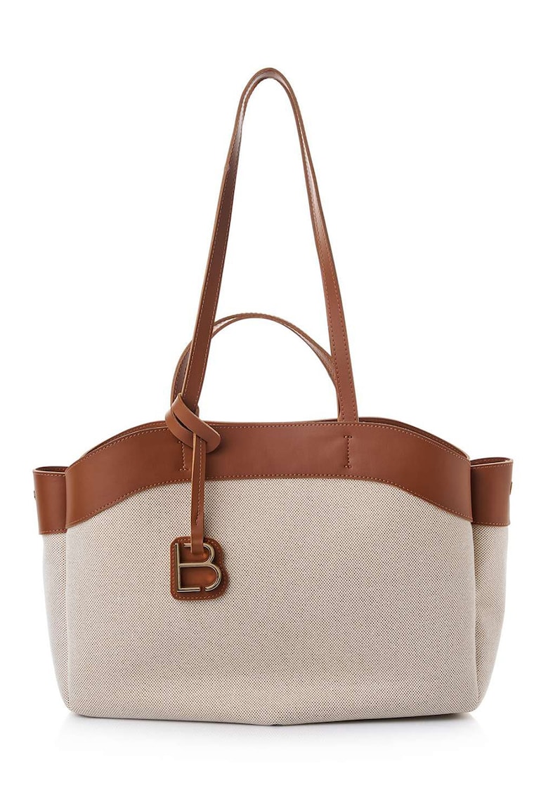 Geanta shopper cu garnituri din piele ecologica si talisman - deschis Geanta shopper cu garnituri din piele ecologica si talisman - deschis