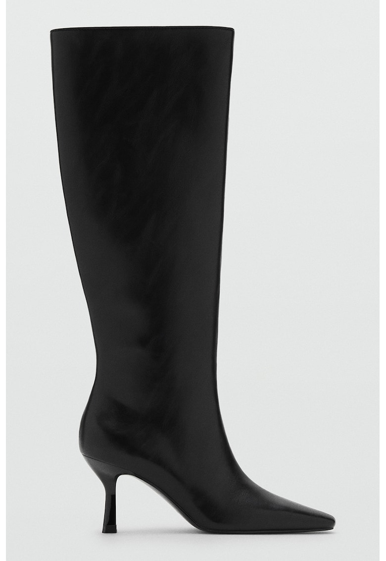 Cizme lungi pana la genunchi - din piele ecologica - cu toc stiletto