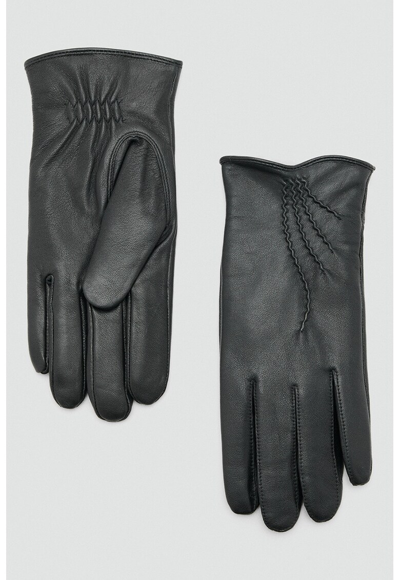 Manusi de piele cu captuseala de blana sintetica - Gri antracit