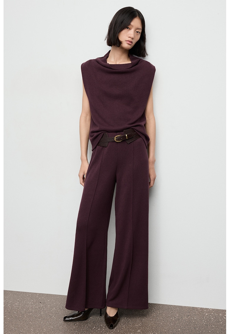 Pantaloni drepti cu talie medie - Violet pruna