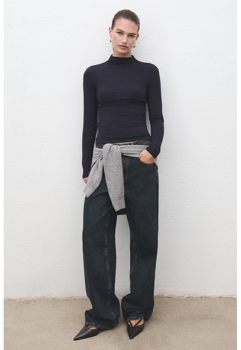 Bluza uni slim fit - Gri carbune