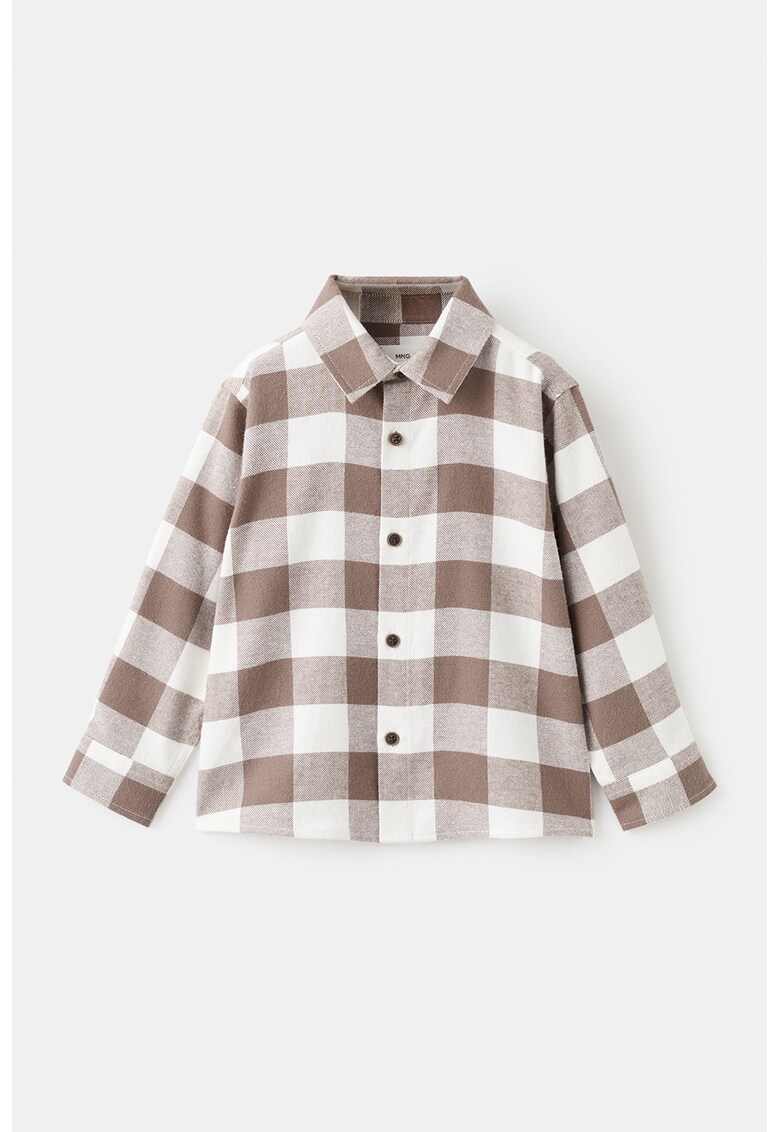 Camasa de bumbac in carouri - Alb/Maro taupe