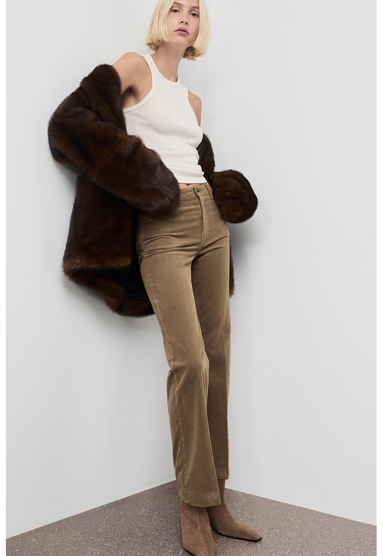 Pantaloni evazati din reiat - Caramel -