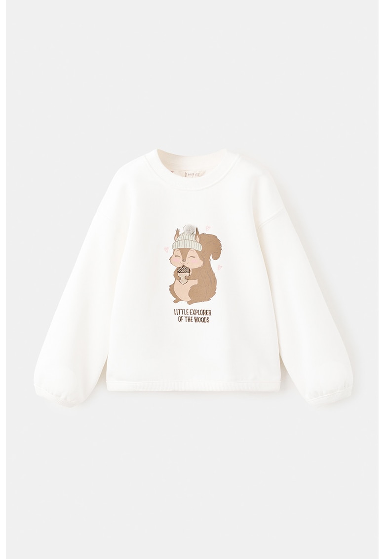 Bluza de trening cu imprimeu grafic - Alb/Maro deschis