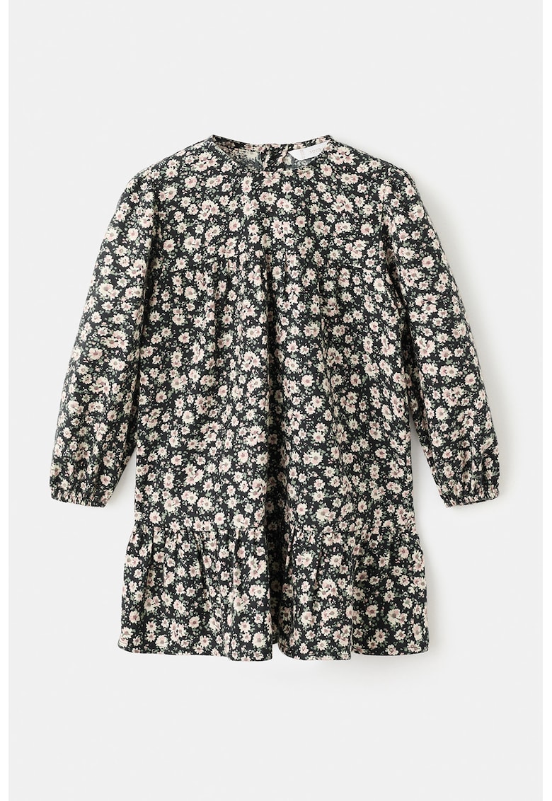 Rochie cu model floral si terminatie cu volane