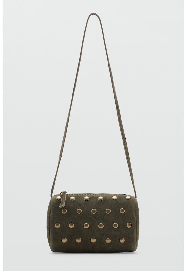 Geanta crossbody de piele intoarsa cu nituri