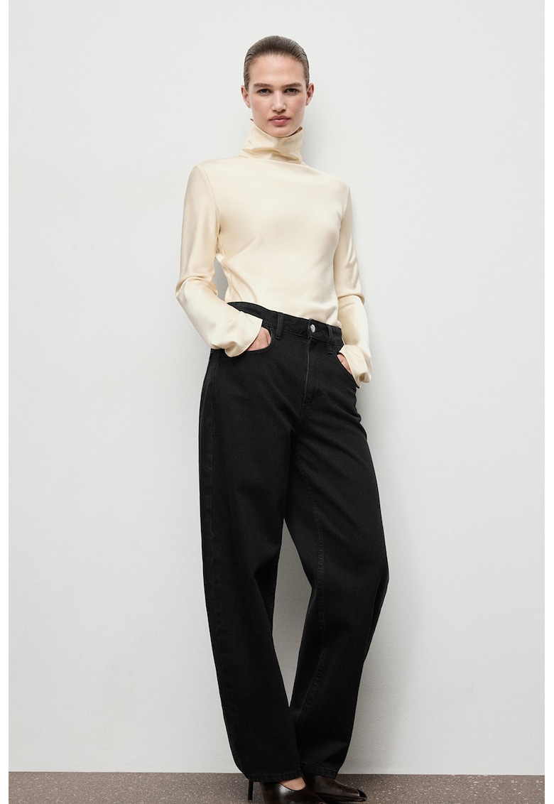 Blugi cu croiala ampla si talie inalta - Gri antracit -