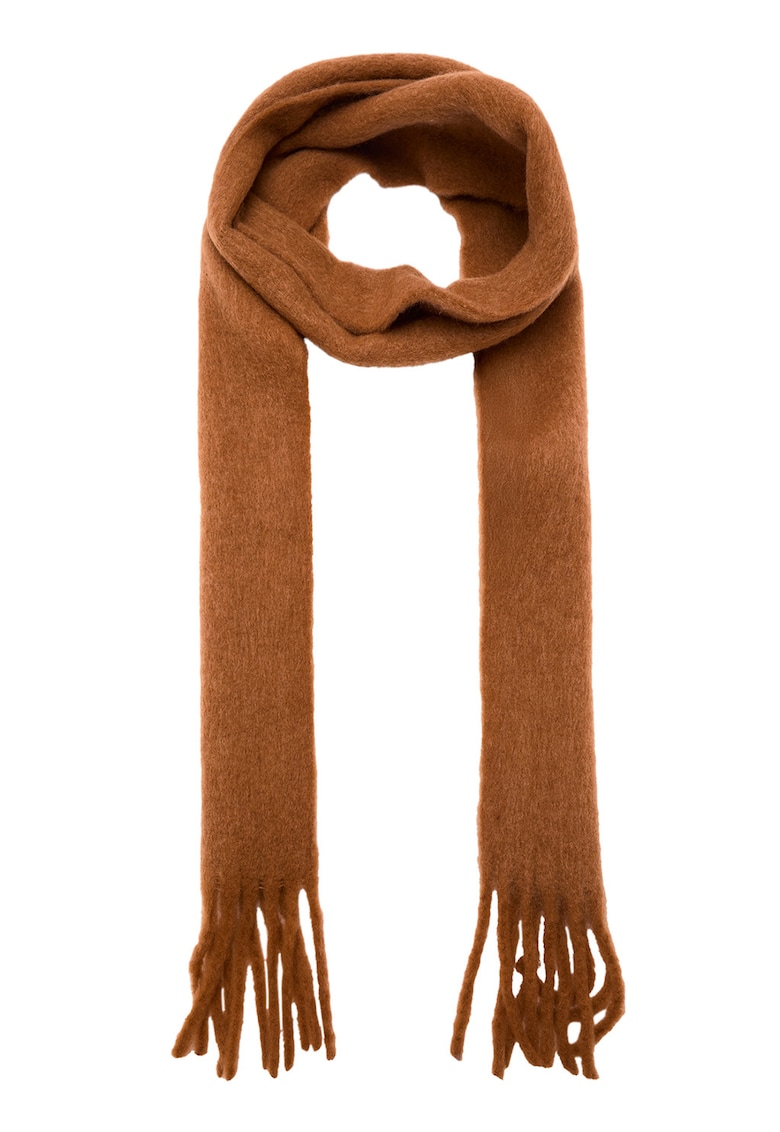 Fular din amestec de lana cu franjuri