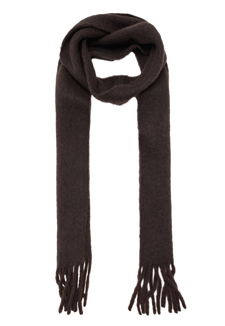 Fular din amestec de lana cu franjuri