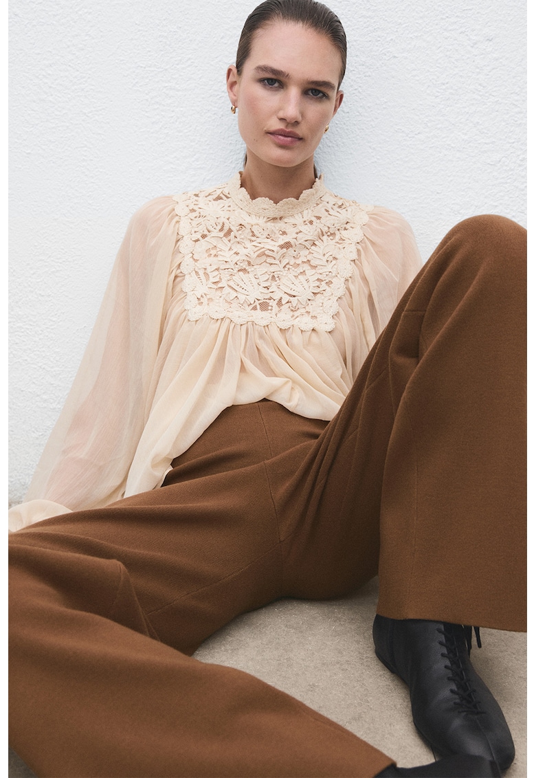 Pantaloni tricotati fin cu croiala ampla