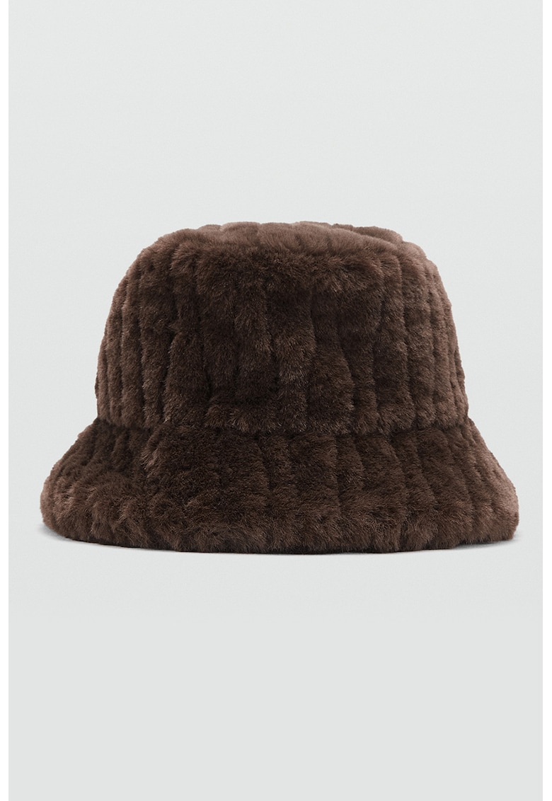 Palarie bucket din blana sintetica - Maro inchis