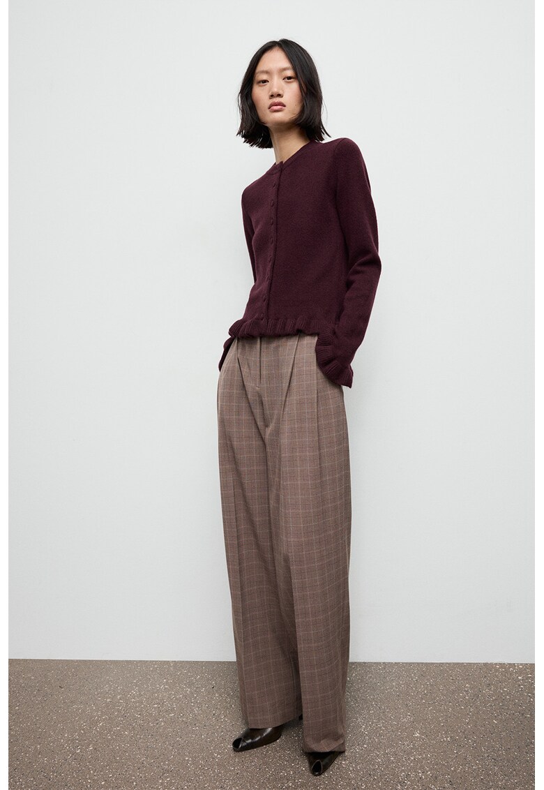 Cardigan cu terminatie cu volan - Visiniu