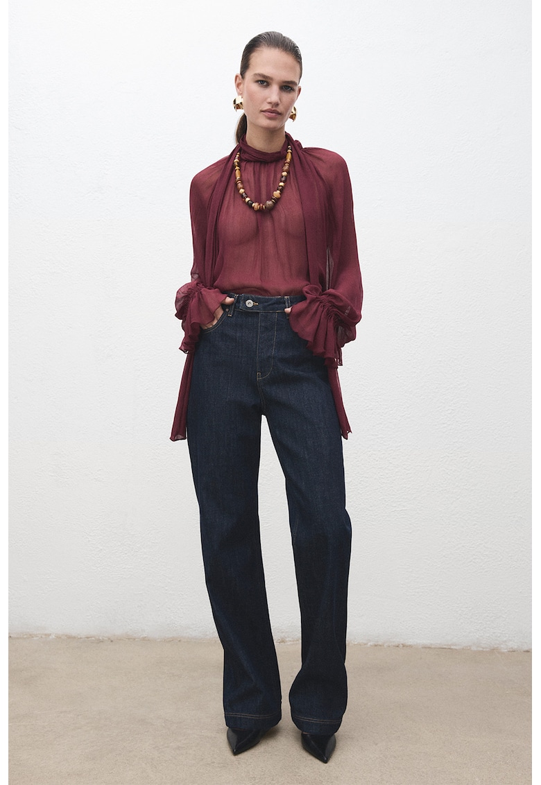 Blugi drepti cu talie inalta - Albastru ultramarin