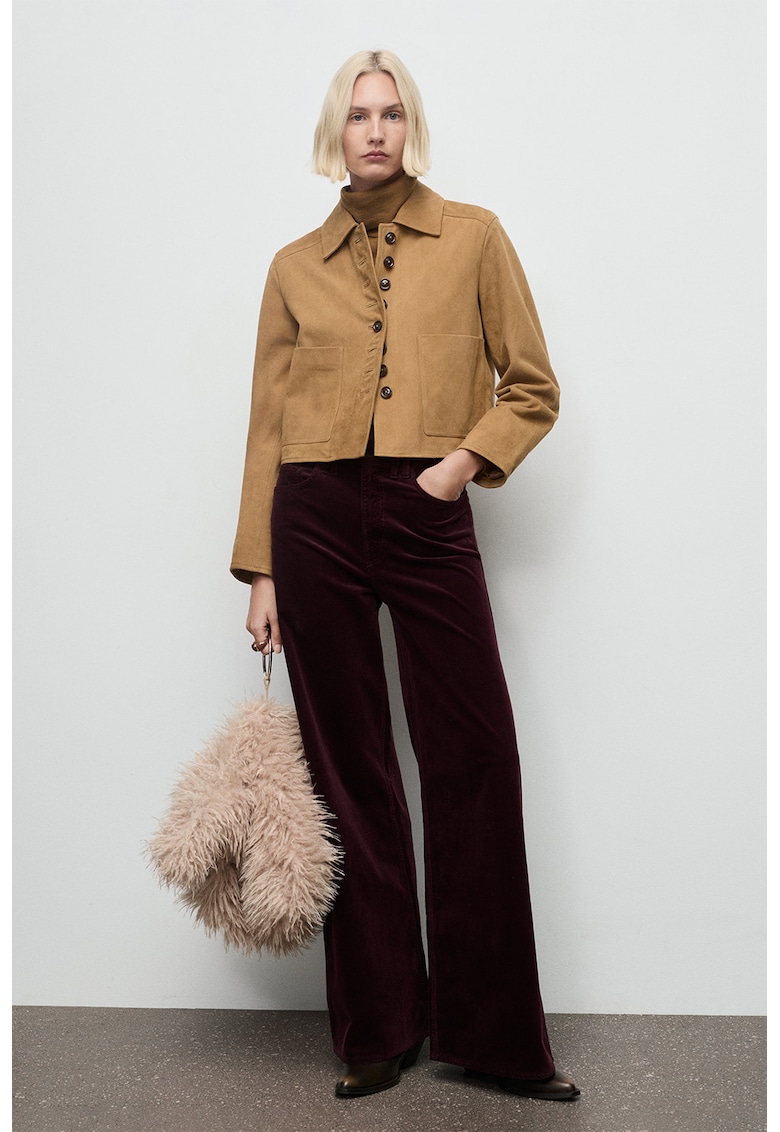 Pantaloni din reiat cu croiala ampla