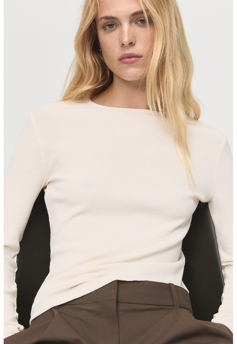 Pulover tricotat fin cu aspect striat