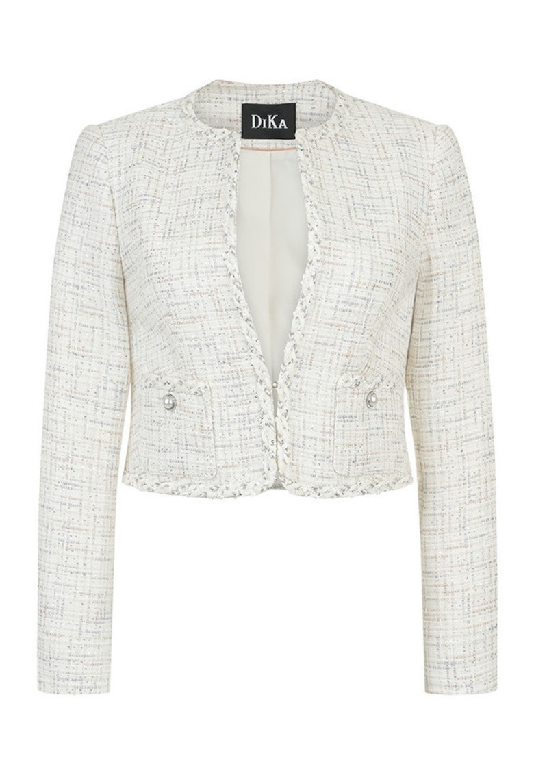 Sacou crop din tweed decorat cu paiete