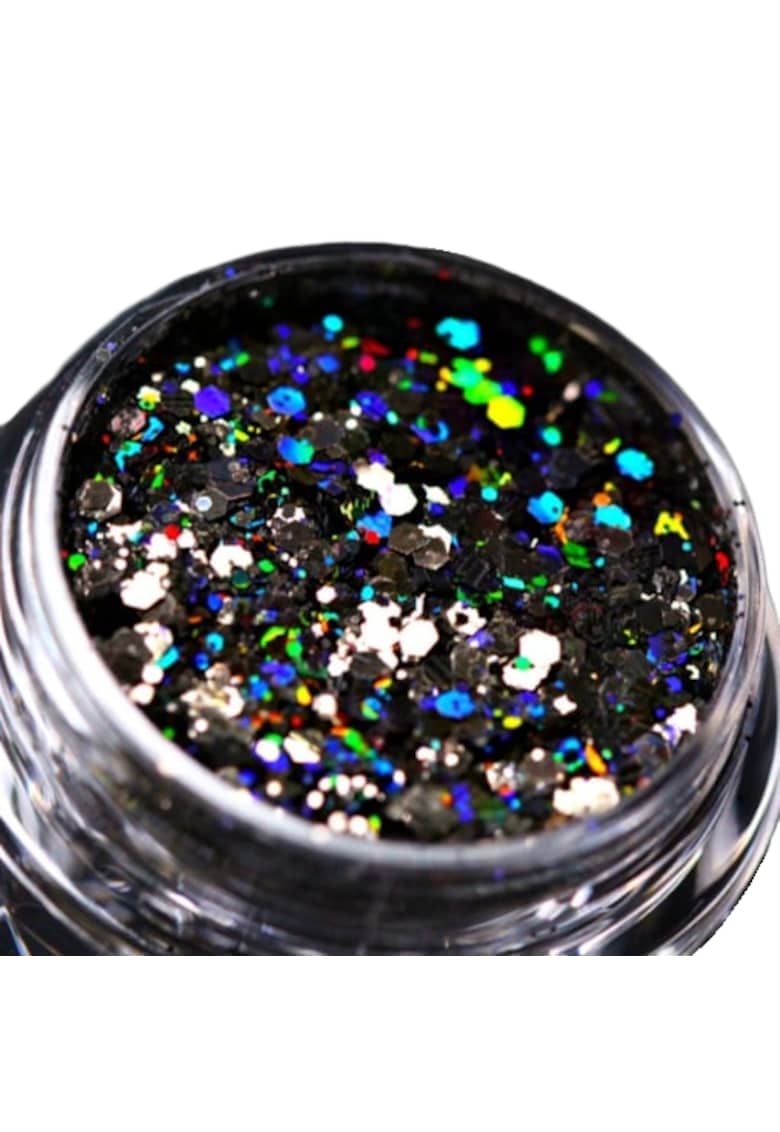 Glitter cosmetic holografic PK104 negru - pentru machiaj/bodyart - 1g
