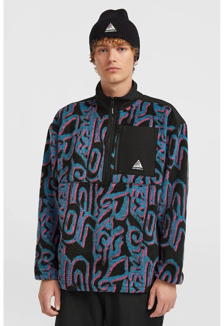 Bluza de trening din fleece cu fenta cu fermoar si model FWC Play