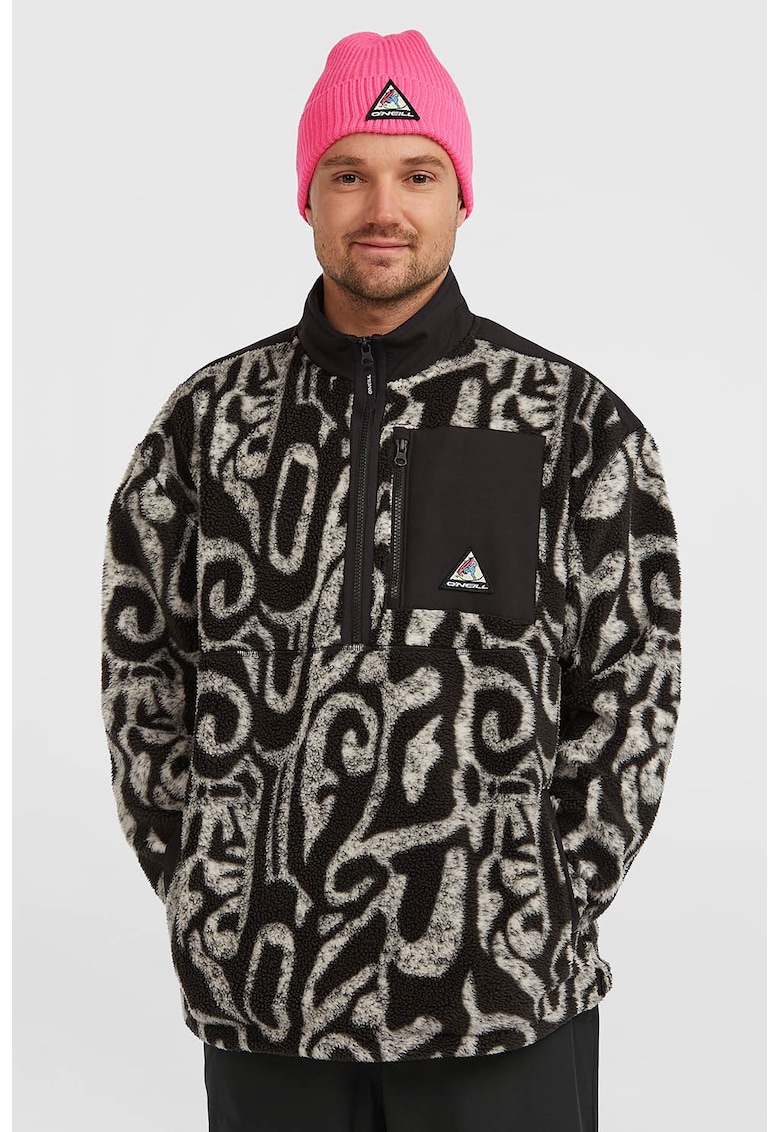 Bluza de trening din fleece cu fenta cu fermoar si model FWC Play