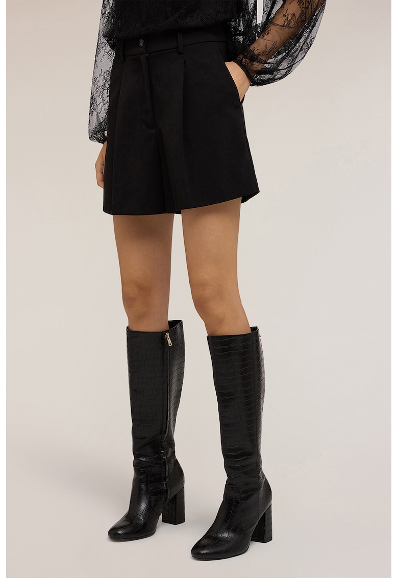 Pantaloni scurti uni cu talie inalta