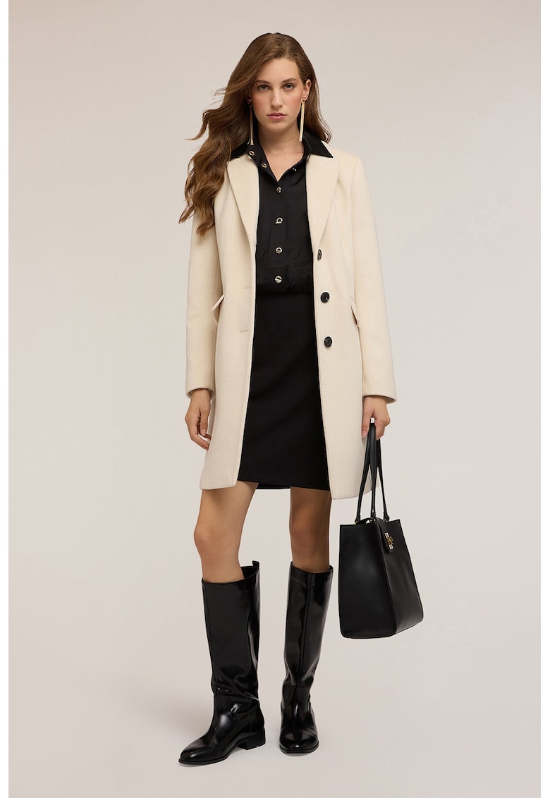 Palton din amestec de lan cu slit pe partea din spate la terminatie