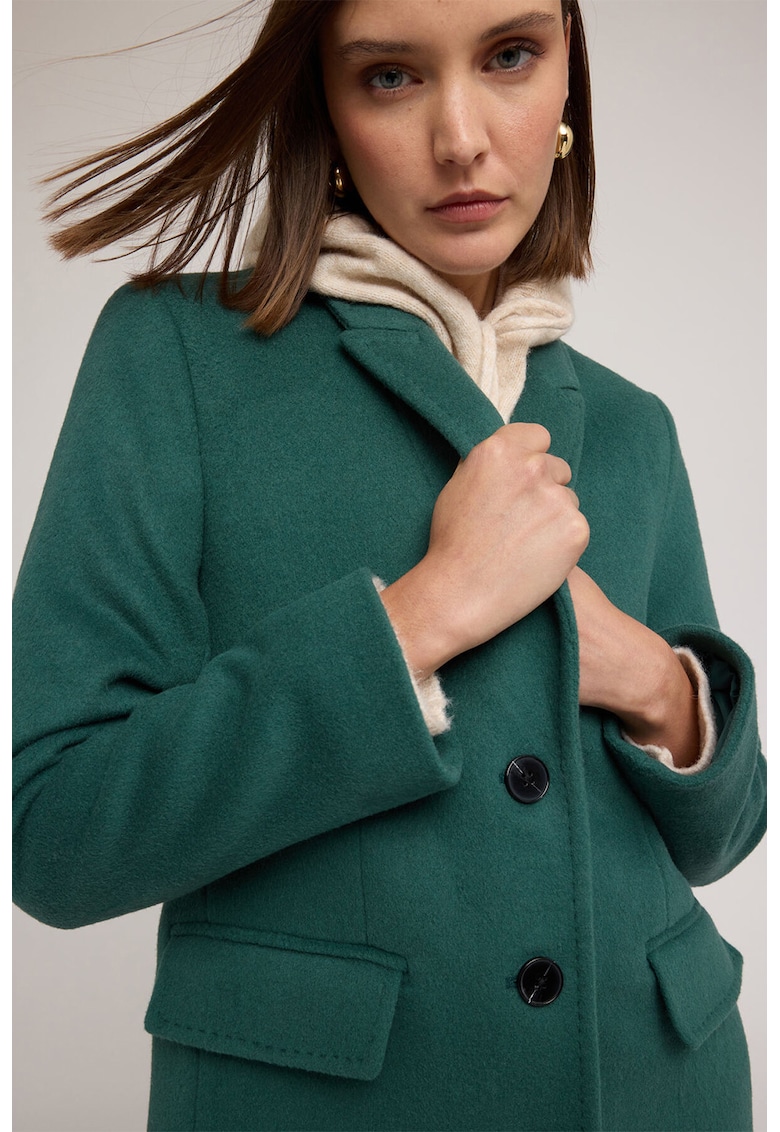 Palton din amestec de lan cu slit pe partea din spate la terminatie
