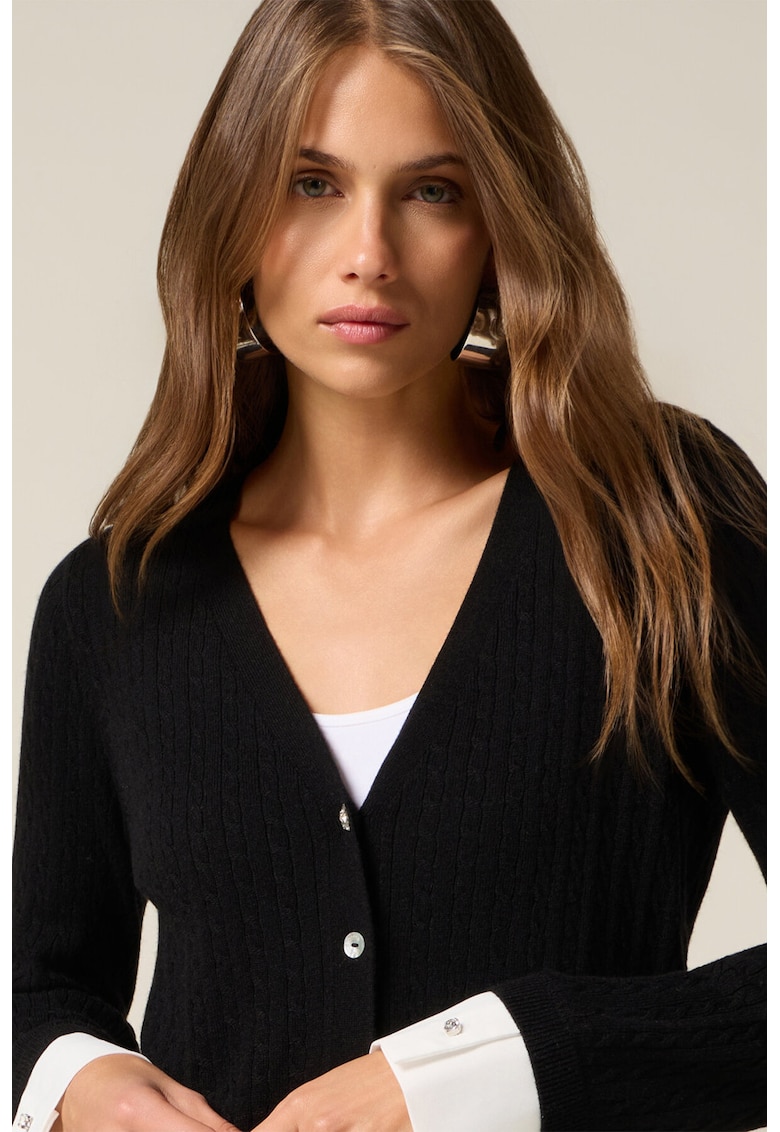 Pulover crop cu nasturi