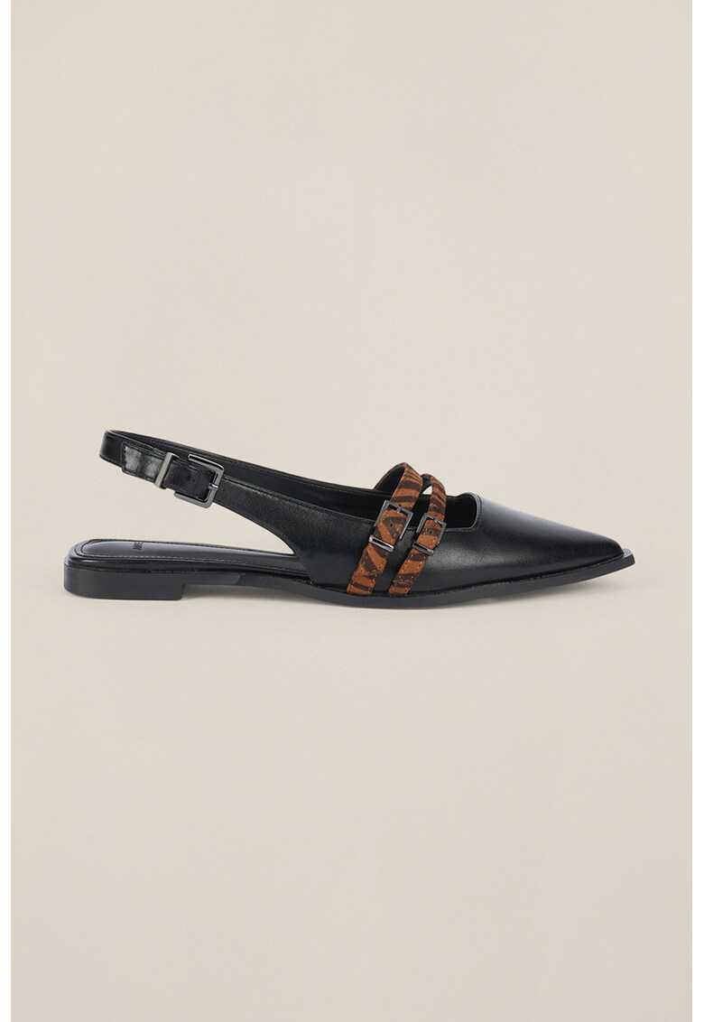 Balerini slingback din piele ecologica - Negru
