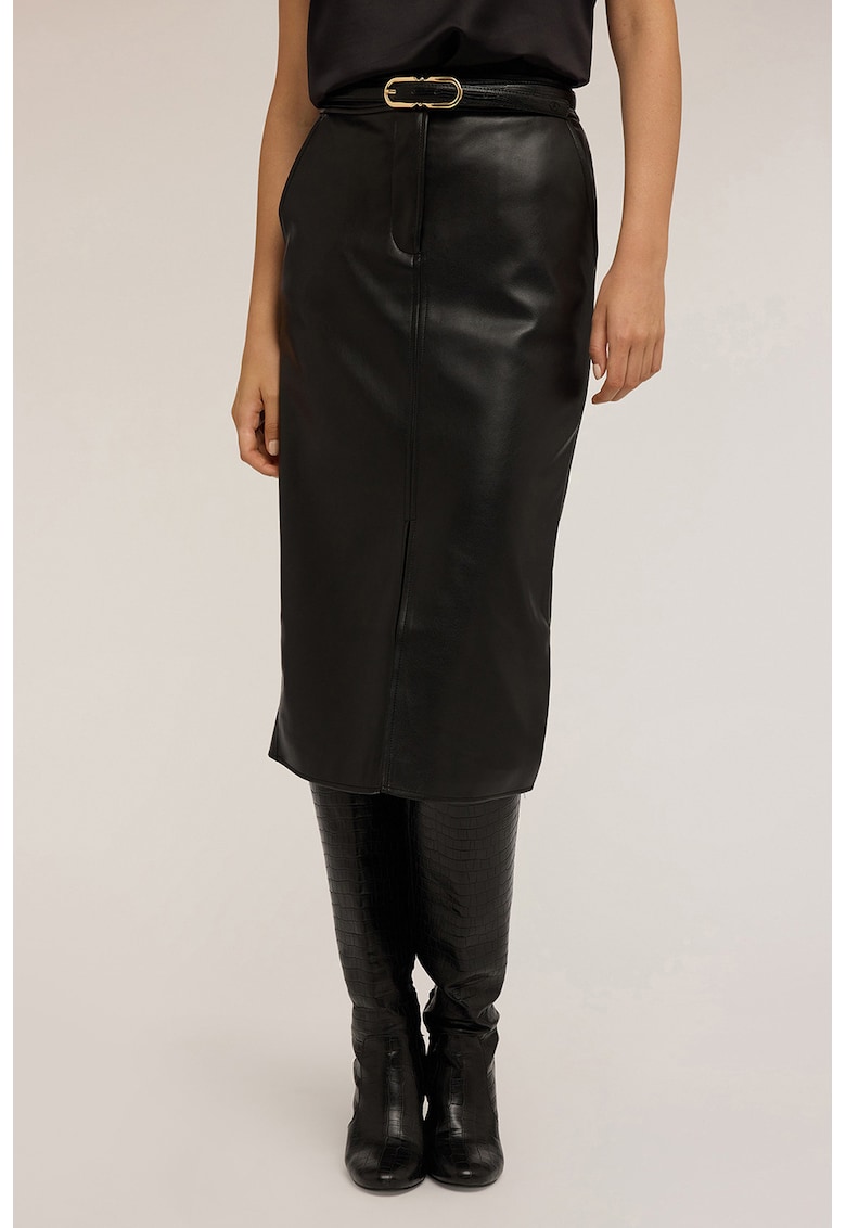 Fusta midi de piele ecologica