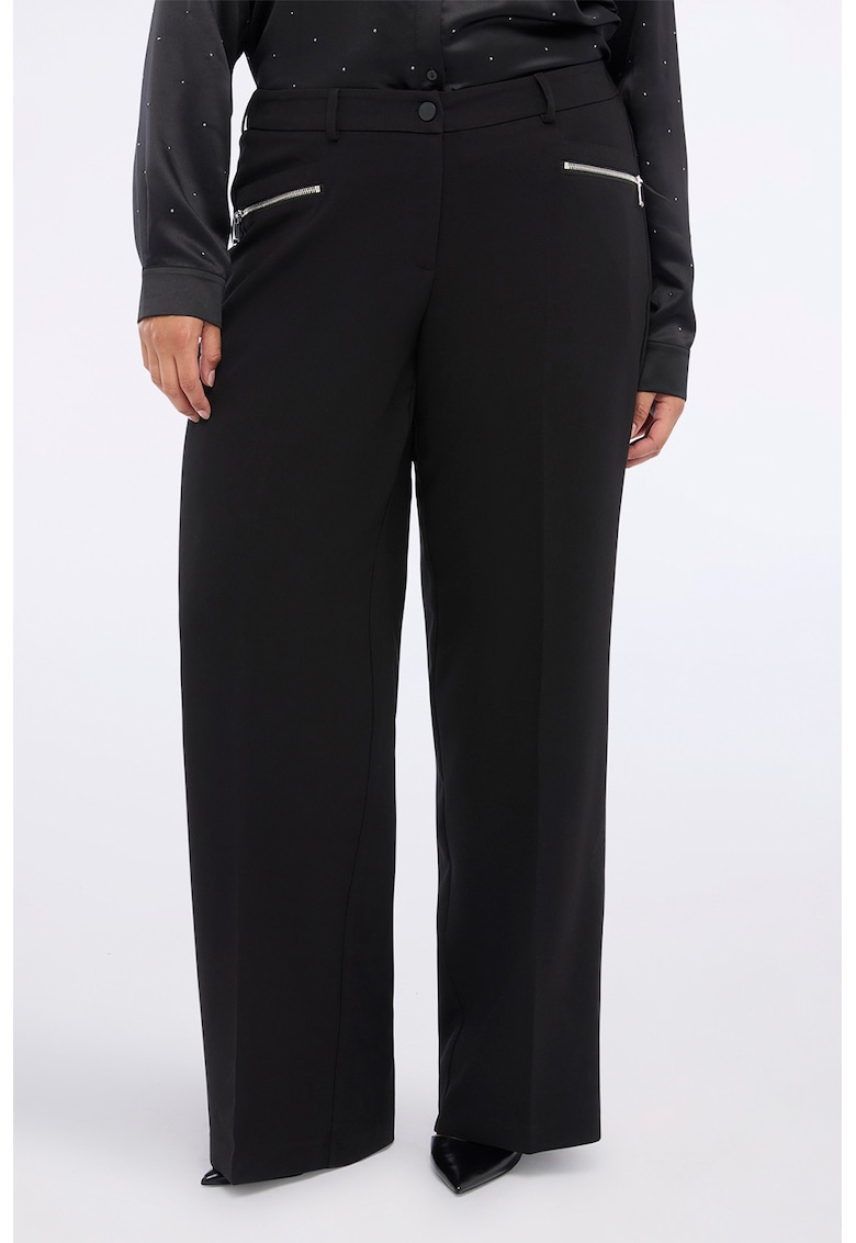 Pantaloni drepti cu talie inalta - Negru