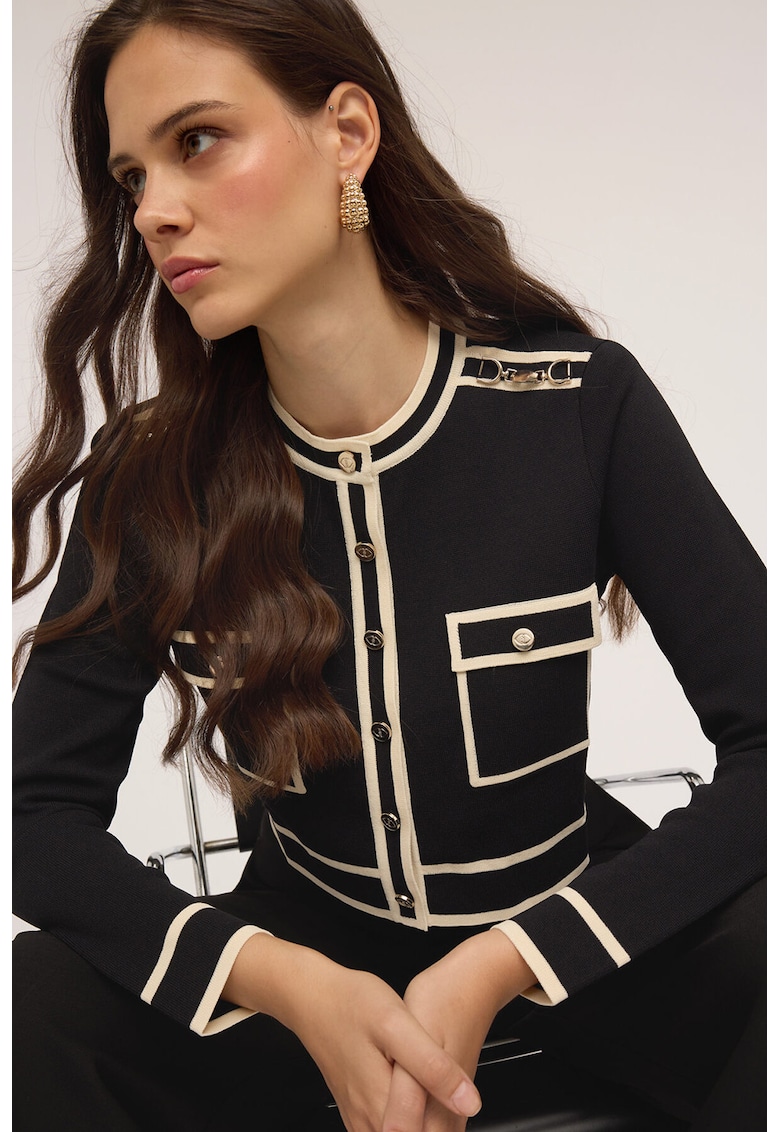 Pulover crop cu nasturi