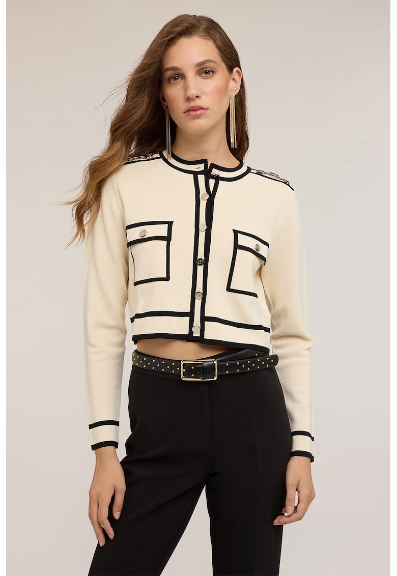 Pulover crop cu nasturi