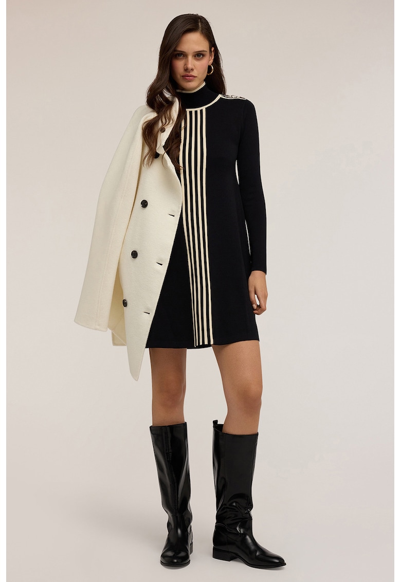 Rochie cu imprimeu si croiala lejera - Negru