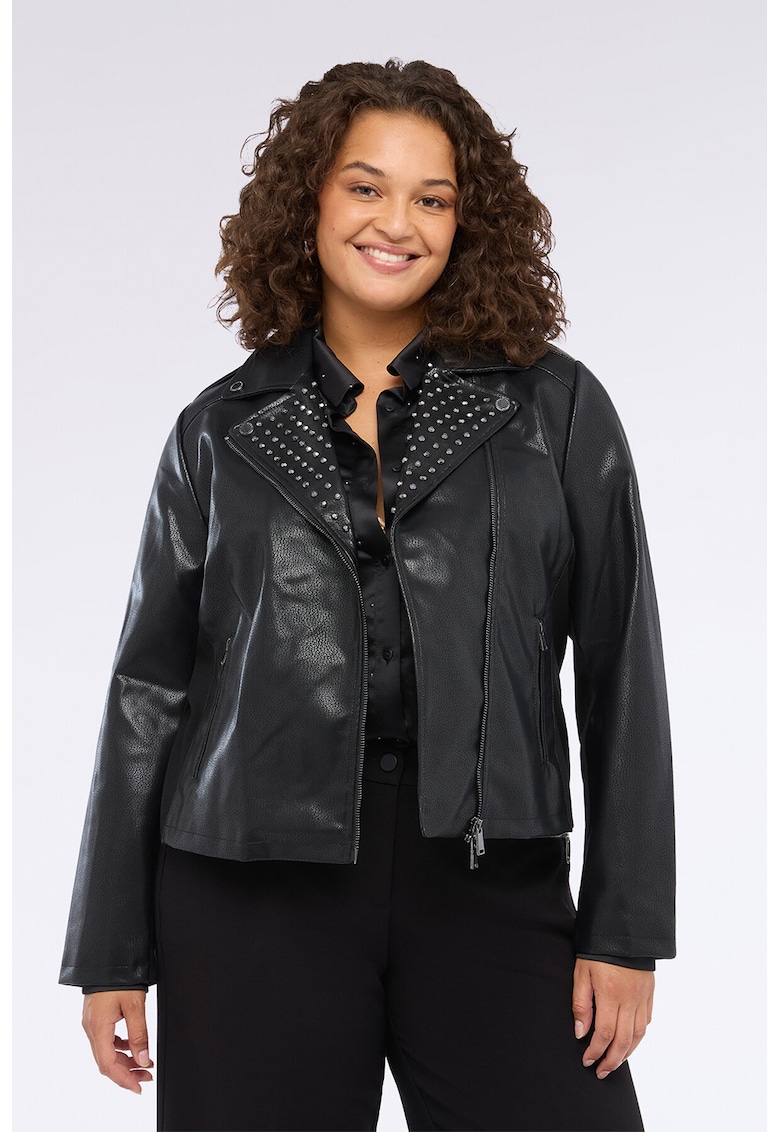 Jacheta de piele ecologica cu buzunare cu fermoar